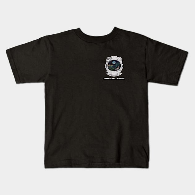 Astronaut Helmet - Explore the Universe Kids T-Shirt by SpaceART